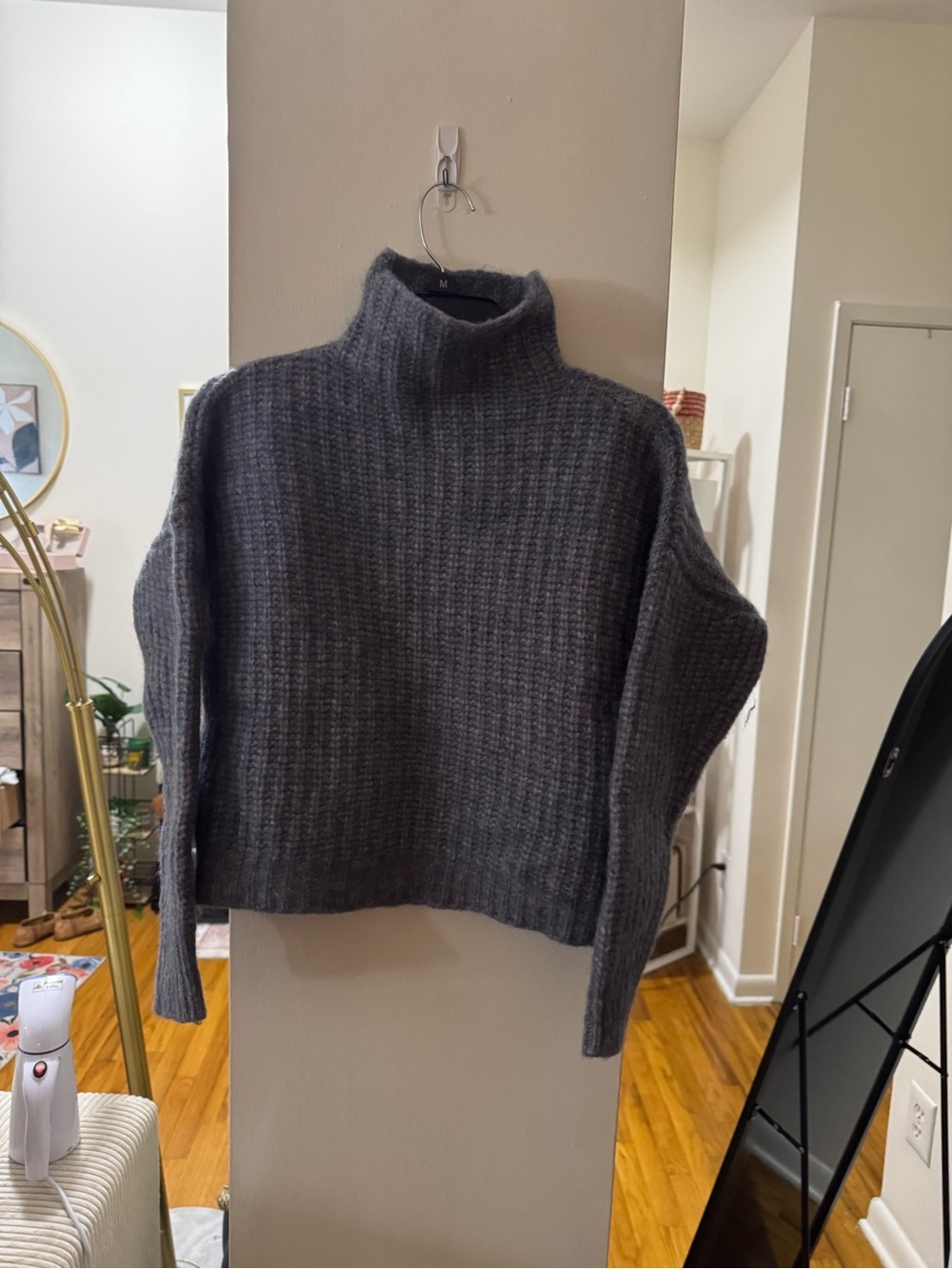 Isabel Marant Turtleneck Cozy Ribbed Sweater - Charcoal Gray - Picture 2 of 6